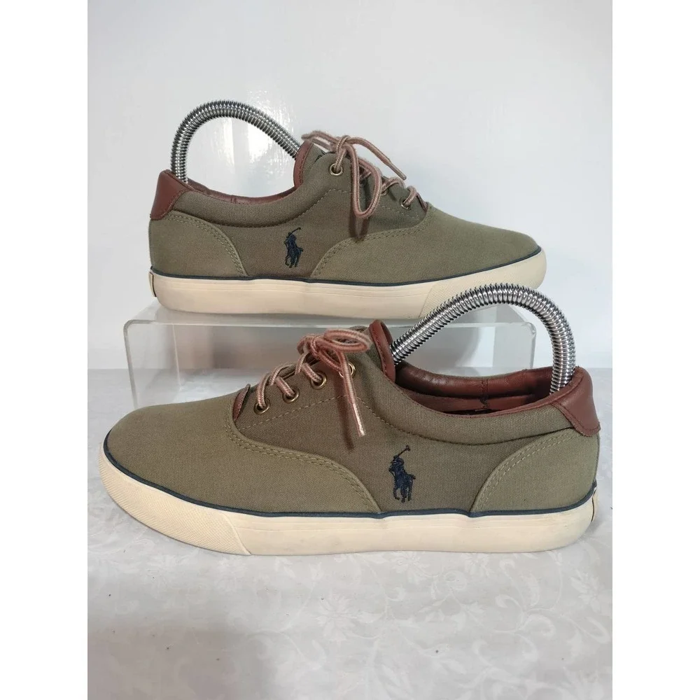 Polo Ralph Lauren Blue Label olive green vintage  sneakers kids 5.5 woman 7
